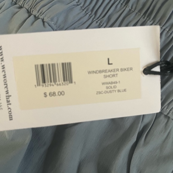 WeWoreWhat Windbreaker Bike Shorts in Dust Blue with Black Under Shorts Size L - Picture 5 of 8
